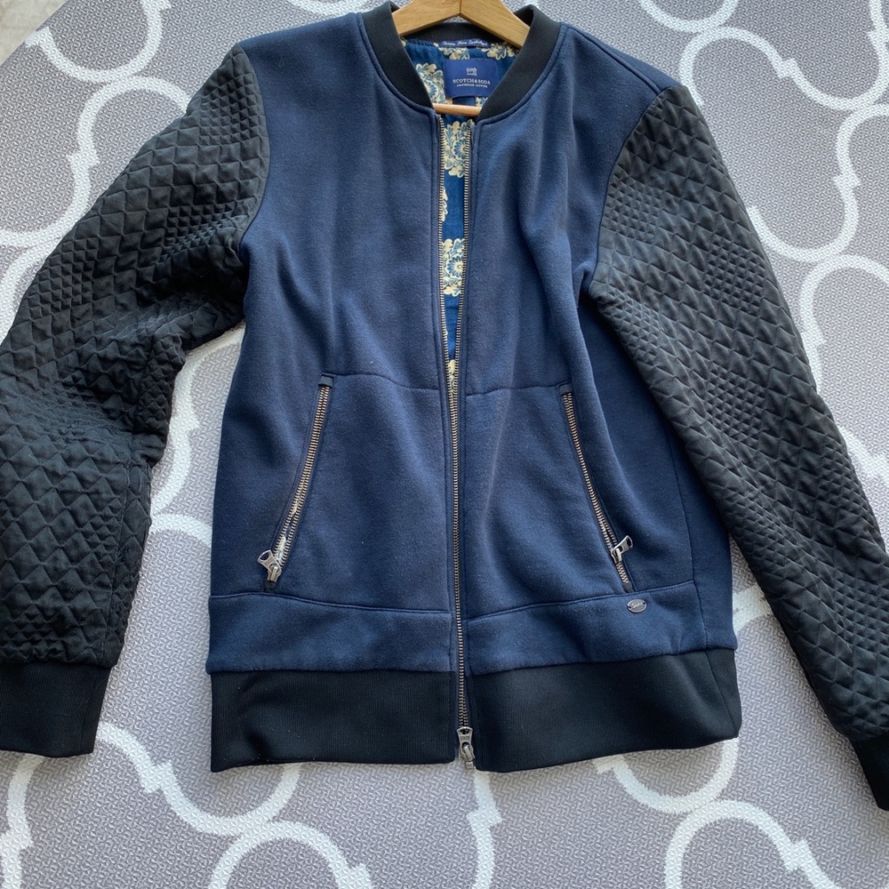 Mens Scotch and Soda blue & black Bomber Jacket Size M